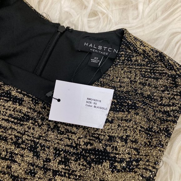 HALSTON HERITAGE Tweed Pattern Midi Length Dress - Picture 7 of 10